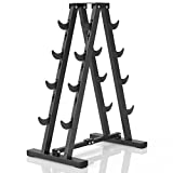 JOLISTEN Home GYM Accessories Dumbbell Rack Stand Only, Small Compact Weight Rack for Dumbbells, A-Frame Hand Weights Rack Holder (7 Tiers Adjustable)