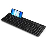 Multi-Device Bluetooth Keyboard - seenda Wireless Keyboard with Phone Holder Compatible for Windows, Mac, Chrome OS Computers, iPad, iPhone, Smart TV, Easy-Switch up to 3 Devices, Black