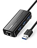UGREEN USB 3.0 Hub Ethernet Adapter 10 100 1000 Gigabit Network Converter with 3 USB 3.0 Ports Hub Compatible with Laptop PC Nintendo Switch MacBook Surface XPS Windows Linux macOS, and More