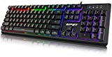 NPET K10 Wired Gaming Keyboard, LED Backlit, Spill-Resistant Design, Multimedia Keys, Quiet Silent USB Membrane Keyboard for Desktop, Computer, PC (Black)