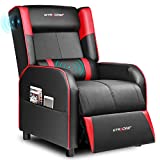 GTRACING Gaming Recliner Chair with Bluetooth Speakers Racing Style Single Gaming Sofa Modern Living Room Recliners Ergonomic Comfortable Massage Home Theater Seating, Red