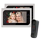 JeaTone 2pcs 10 inches Video Intercom System, Wired Video Doorbell with IR Night Vision, IP65 Rainproof, Support Remote Unlock , 960P HD/1.3MP, Dual-Way Intercom for Villa Office Apartment