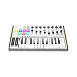 Sasuori Mini Ultra-Portable 25-Key USB MIDI Keyboard Controller 8 RGB Backlit Trigger Pads with 6.35mm Pedal Jack