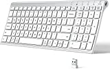 Wireless Keyboard - iClever GKA22S Rechargeable Keyboard with Number Pad, Full-Size Stainless Steel Ultra Slim Keyboard, 2.4G Stable Connection Wireless Keyboard for iMac, Mackbook, PC, Laptop