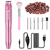 COSITTE Electric Nail Drill,USB Electric Nail Drill Machine for Acrylic Nails,Portable Electrical Nail File Polishing Tool Manicure Pedicure Efile Nail Supplies for Home and Salon Use,Pink