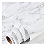 Marble Wallpaper Granite Gray&White Paper Roll 23.6' x 118' Kitchen Countertop Cabinet Furniture is Renovated Thick PVC Easy to Remove Without Leaving Glue Upgrade