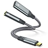 USB C to 3.5mm Headphone and Charger Adapter, 2-in-1 USB C to AUX Mic Jack Dongle Cable with PD 60W Fast Charging,for Earphones,Compatible with Samsung Galaxy S20 S21+ S22,Note 20 10,Pixel 2 3 4 XL