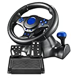 Racing Steering Wheel with Pedals and Vibration for PS4/ PS3/ XBOX One/XBOX 360/Switch/PC Racing Steering Wheel(Blue)