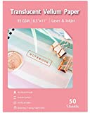 Translucent Vellum Paper 8.5x11 Inches, 50 Sheets Printable Transparent 93GSM/63LBS Vellum Paper for Printing Sketching Tracing Drawing