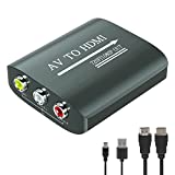 RCA to HDMI,AV to HDMI Converter,Composite to HDMI Converter Compatible with WII,WII U,PS One,PS2,PS3,STB,Xbox,VHS,VCR,Blue-Ray DVD,with 3.3ft HDMI Cable