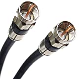 100ft Black Indoor Outdoor 3 Shield Layers RG-6 Coaxial Cable Nickel/Brass Connector 75 Ohm (Satellite TV, Broadband Internet, Ham Radio, OTA HD Antenna Coax) Assembled in USA PHAT SATELLITE