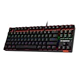 Punkston TK87 Mechanical Gaming Keyboard, RGB Rainbow LED Backlit TKL 87 Keys Anti-Ghosting PC Gaming Wired Keyboard for Windows/Mac (Red Switch, Black)