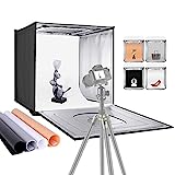 NEEWER Photo Studio Light Box, 20” x 20” Shooting Light Tent with Adjustable Brightness, Foldable and Portable Tabletop Photography Lighting Kit with 80 LED Lights and 4 Colored Backdrops