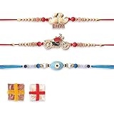 Indotribe 3 Pc Rakhi For Brother And Bhabhi Rakhi for brother Rakhi Set Rakhee for Brother Sister Bracelets Rakhi Gifts For Brother Lumba Rakhi For Bhabhi Rakhi With Roli Chawal Rakhi Sets lumba rakhi