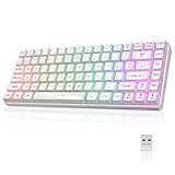 80% TKL Compact Gaming Keyboard, 7KEYS Rechargeable Wireless RGB Backlight Silent Wired Keyboard, Portable Type-C USB Keyboard, Compatible with Desktop MAC Laptop, for Gaming and Office Keyboard