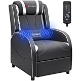 Devoko Massage Gaming Recliner Chair PU Leather Home Theater Seating Single Modern Living Room Sofa Recliners (Silver)