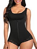 SHAPERX Women Shapewear Tummy Control Fajas Colombianas Body Shaper Zipper Open Bust Bodysuit,SZ7200-Black-New-S