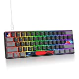 Owpkeenthy Wired 60% Percent Mechanical Gaming Keyboard with Blue Switch Ultra Compact RGB Gaming Keyboard Backlit Keys N-Key Rollover for PC Gamer (Dark/Blue Switch)