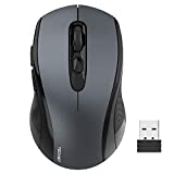 TECKNET Wireless Computer Mouse, 2.4G Cordless Mouse for Laptop, Ergonomic Optical Mouse with Nano Receiver & 6 Buttons, 18 Months Battery Life, 2000 DPI USB Mouse for MacBook, PC, Windows(Grey)