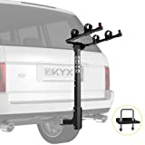 KYX 2 Bike Car Hitch Rack - Bicycle Racks Mount Carrier with 2 in. Hitch, 143LBS Capacity Steel Frame with Foldable Arms and Tilt-Away Modes, Easy Assembly and Safe Locking for Car SUV Truck, Black