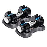 Lifepro Adjustable Dumbbell 25lb (5lb, 10lb, 15lb, 20lb, 25lb). 5-in-1 Dumbbells Adjustable Weights for Men and Women. Dumbbell Adjustable Free Weights Plates and Rack.Dumbbells Set of 2.