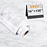 AROIC 16' x 135' Marble Self-Adhesive Wallpaper，Granite Gray/White Roll ，for Kitchen countertop Cabinet Furniture is renovated Thick Waterproof PVC.