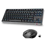 Wireless Keyboard and Mouse Combo, Velocifire KM01 87 Key Red Switch Wireless Mechanical Keyboard with Ice Blue Backlit, Long Lasting Large Capacity Rechargeable Battery Small Keyboard