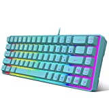Snpurdiri 60% Membrane Gaming Keyboard,RGB Compact Wired Small Keyboard, Strong Mechanical Feel for PC/Mac Gamer, Typist, Travel, Easy to Carry on Business Trip(68 Keys,Blue)