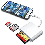 DenicMic SD CF Card Reader Compatible with iPhone iPad SD CF TF Memory Card Reader Adapter Digital Camera Reader Trail Game Camera Accessories No Need App