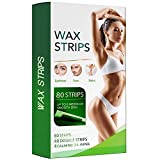 Nopunzel Wax Strip Hair Removal for Face Legs Brazilian Arms Underarm Bikini, Facial & Body Wax Strips For Men & Women At Home Waxing Kit Contains 80 Wax Strips (3 Sizes) + 8 Calming Oil Wipes