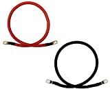 4 AWG Gauge Red + Black Pure Copper Battery Inverter Cables Solar, RV, Car, Boat 12 in 3/8 in Lugs