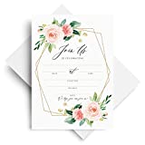 Bliss Collections All Occasion Invitations with Envelopes, Geometric Floral, Cards for Your Wedding, Reception, Bridal or Baby Shower, Engagement and Birthday Party, 5'x7' (25 Invitations and Envelopes)