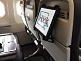 Plane, Train, car Phone and Tablet seat Back Holder, Table Clip and Phone Stand. TABLETHOOKZ Include securing Feature to Keep Your Device Secure, Compatible with iPhone, iPad, Tablets. (Black v2)