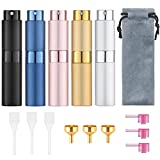 Tekson 5PCS 8ml Travel Perfume Atomizer Refillable, Mini Cologne Spray Bottle Empty, Small Aftershave Portable Sprayer for Liquid Dispenser (Five Colors)