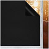 Coavas Blackout Window Film Static Cling Privacy Frosted Glass Film Room Darkening 100% Light Blocking Black Removable Window Coverings 17.7'x 78.7'(Non-Adhesive)