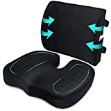 Orthopedic Seat Cushion and Lumbar Support Pillow for Office Chair Memory Foam Car Seat Cushion with Washable Cover Ergonomic Desk Chair Cushion for Tailbone, Lower Back Pain, Sciatica Relief