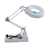 vinmax Folding LED Desk Lamp Magnifier Glasses 5' Glass Lens Rotary 10X Magnifying Loupe with LED Light Height Angle Adjustable Magnifier Loupe 10x Magnification Table Lamp Magnifier 22W(US Plug)