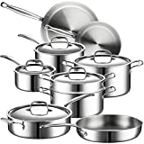 Legend 5 Ply Stainless Steel Cookware Set | 14 Piece Best Heavy Pots and Pans Set | Professional Quality Clad Pan & Pot Cook Sets, All Kitchen Surface Induction & Oven Safe | PFOA, PTFE & PFOS Free