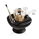 ISO-PLEX ISO Station Cleaning & Concentrate Tool Station | Cotton Swabs & Cleaning Solution Holder with Stopper to Prevent Evaporation | Stay Clean & Organized | Lidded Waste Containers | Black