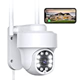 Netvue Outdoor Security Surveillance Camera- 2.4G WiFi 360° View Pan Tilt Camera, PIR Motion Sensor, Compatible with Alexa, Two-Way Audio, Color Night Vision, Floodlights, Digital Zoom Camera
