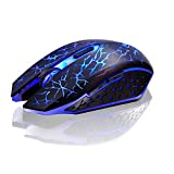 TENMOS K6 Wireless Gaming Mouse, Rechargeable Silent LED Optical Computer Mice with USB Receiver, 3 Adjustable DPI Level and 6 Buttons, Auto Sleeping Compatible Laptop/PC/Notebook (Blue Light)