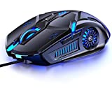 Gaming Mouse Wired,6 Buttons, 4 Adjustable DPI Up to 3200 DPI, 7 Circular & Breathing LED Light, Multifunction Wired Mouse Used for Games and Office (Black)