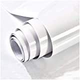 TANONE White Wallpaper Vinyl Paper Self Adhesive Film Decorative Paper for Wallcovering Kitchen Countertop Cabinets Wardrobe Furniture Iridescent Glitter (15.8' X 78.8')