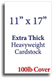 100 Sheets - Extra Thick 11' x 17' Cardstock for Inkjet or Laser Printers - 100lb Cover 270 GSM Heavy Printer Paper - Matte Finish White - Great for Cards, Menu's, Posters, Covers