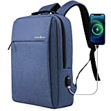 VICTORIATOURIST Laptop Backpack 15.6 Inch, Business Slim Durable Travel Water Resistant Backpacks with USB Charging Port, College School Bookbag Computer Bag Gift for Men and Women Fit Notebook (Blue)