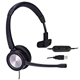 MKJ USB Headset with Microphone Noise Cancelling Laptop Headset for Conference Calls Computer PC Headset for UC Softphones Skype Zoom Microsoft Teams Zoiper Ringcentral Cisco Jabber IP Communicator