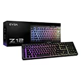 EVGA Z12 RGB Gaming Keyboard, RGB Backlit LED, 5 Programmable Macro Keys, Dedicated Media Keys, Water Resistant, 834-W0-12US-KR
