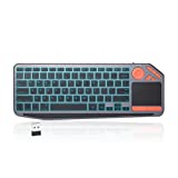 2.4G Wireless TV Keyboard with Touchpad, Ultra Slim 7-Colors Backlit Bluetooth Keyboard, Portable Rechargeable Keyboard for Smart TV, iOS iPhone/IPad/IPad Pro, Samsung Android Tablets, Windows