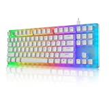 XVX Womier K87 Mechanical Gaming Keyboard Gateron Switch TKL Hot Swappable Keyboard Partitioned RGB Backlit Compact 87 Keys for PC PS4 Xbox (White, Brown Switch)