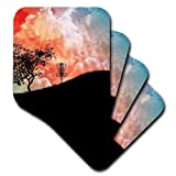 3dRose Basket on A Hill - Silhouette of a Frisbee Disc Golf Basket with Chains - Soft Coasters, Set of 4 (CST_173454_1)